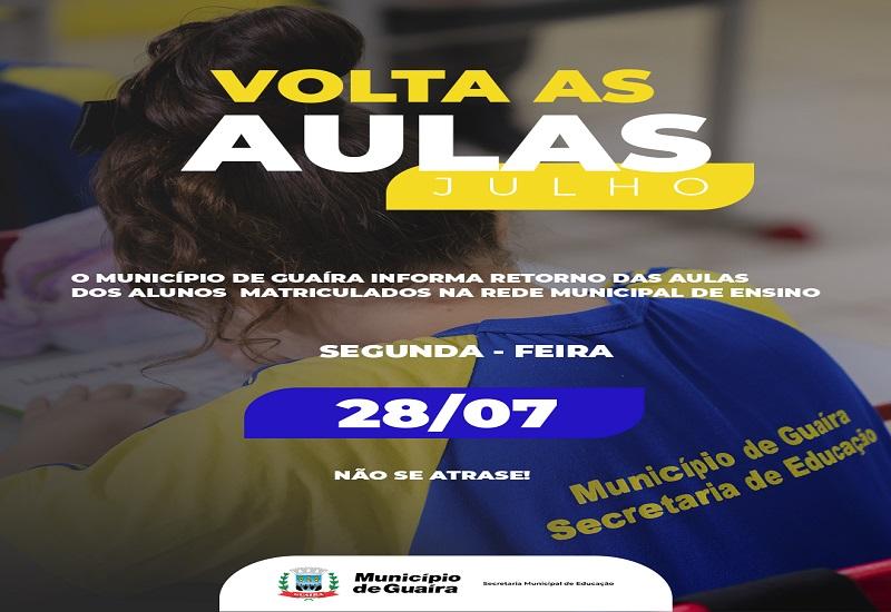 Guaíra: Educação Municipal de Guaíra retoma atividades letivas na segunda-feira, 28 de julho