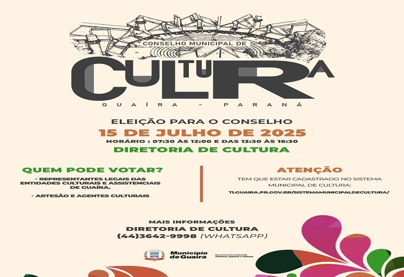 Guaíra: Município realiza eleição para o Conselho Municipal de Cultura no dia 15 de julho