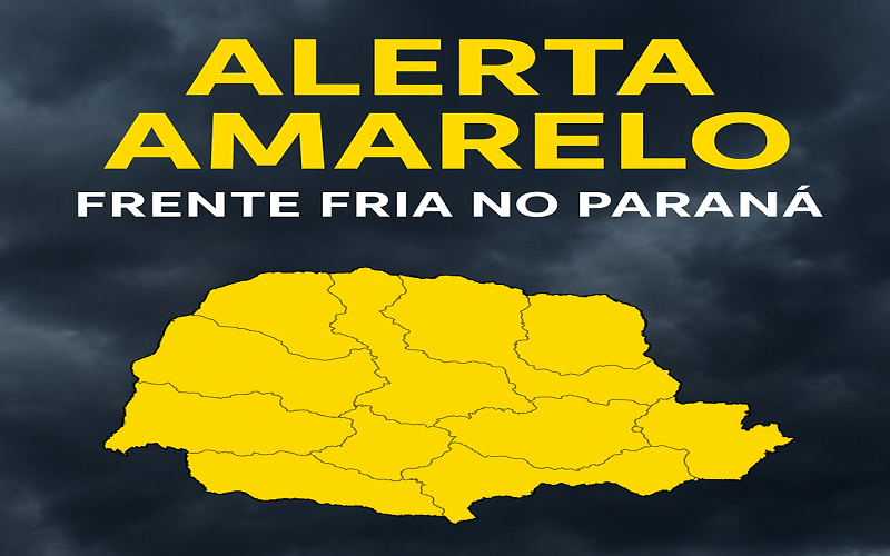 Alerta amarelo: frente fria traz risco de tempestade no Paraná; veja regiões atingidas
