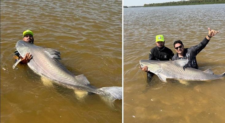 Gigante: Guia turístico fisga piraíba gigante de mais de 2 metros no Rio Araguaia