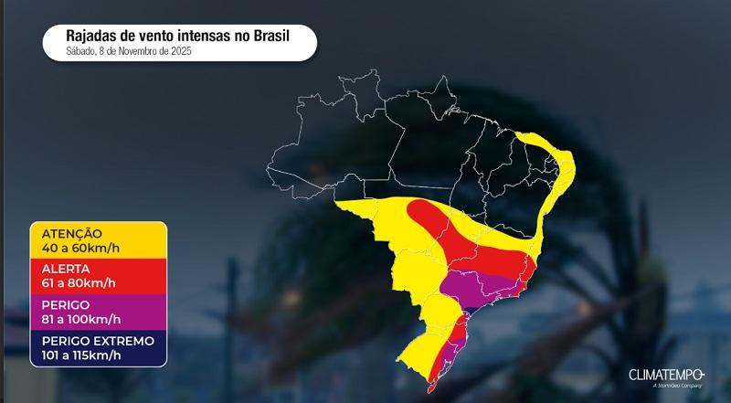 Ciclone extratropical coloca Sul e Centro-Oeste em alerta vermelho neste fim de semana