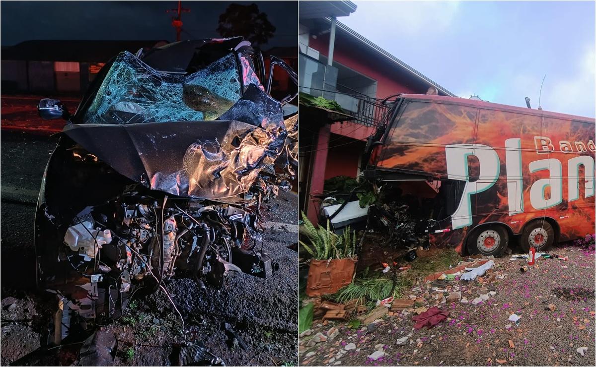Uma pessoa morre e sete ficam feridas após acidente com ônibus de banda de SC que voltava de show no PR