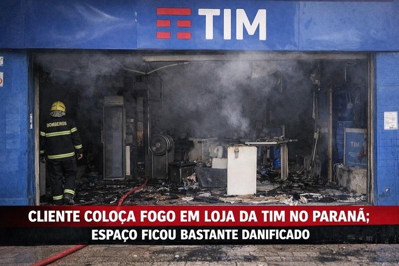 Cliente coloca fogo em loja da Tim no Paraná; espaço ficou bastante danificado
