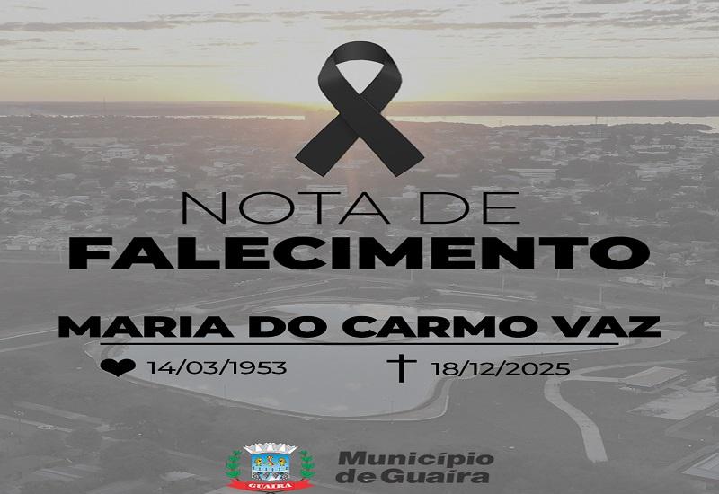 Município de Guaíra manifesta pesar pelo falecimento de servidora Maria do Carmo Vaz