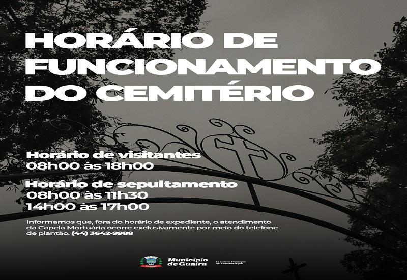 Cemitério Central de Guaíra: horários de funcionamento e orientações permanentes ao público