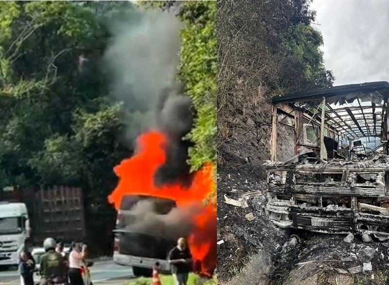 Motorhome pega fogo após estouro de pneu na BR-376