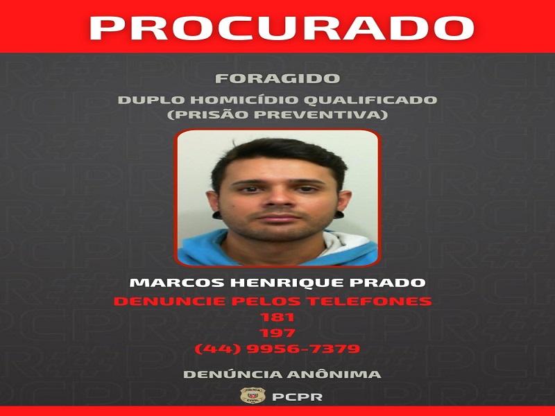 Polícia divulga foto de homem foragido por duplo homicídio em Guaíra