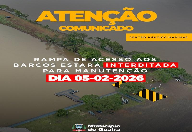 Interdição da rampa náutica em Guaíra ocorre para manutenção no Centro Náutico Marinas