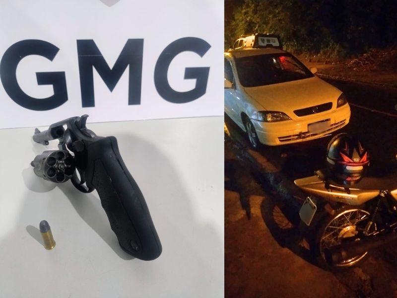 Moto é recuperada após assalto em Guaíra e carro e arma usados no crime são apreendidos