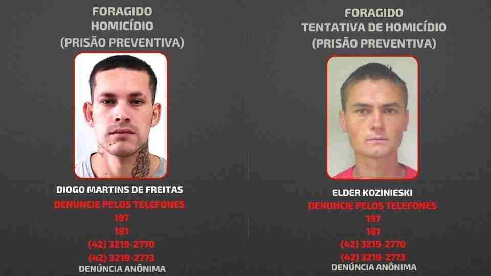 PC divulga fotos de foragidos por homicídios ocorridos em Ponta Grossa 