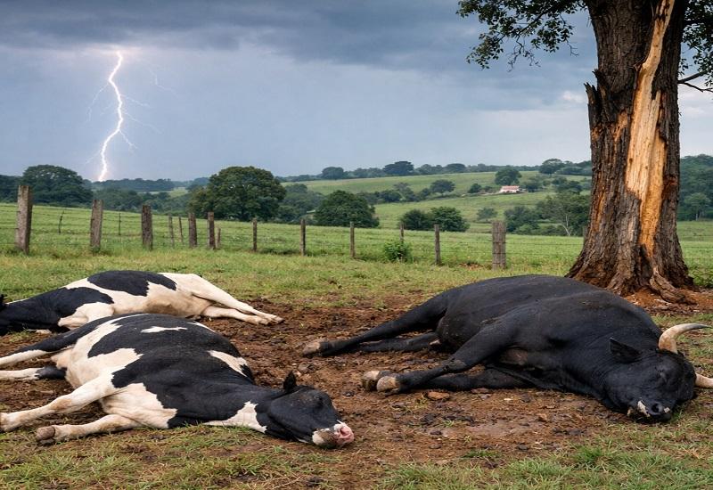 Raio mata vacas e touro na área rural de Ivaiporã e causa prejuízo a produtor