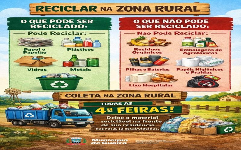 Coleta seletiva na zona rural ocorre todas as quartas-feiras 