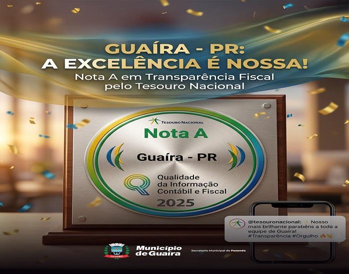 Guaíra alcança 5º lugar no Paraná no Índice de Qualidade Fiscal e Contábil