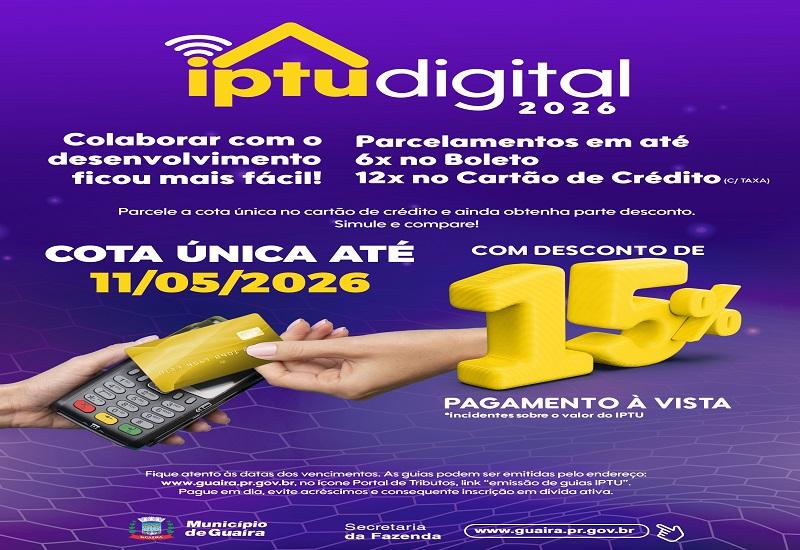 IPTU Digital 2026 destaca Guaíra como Referência em modernização tributária