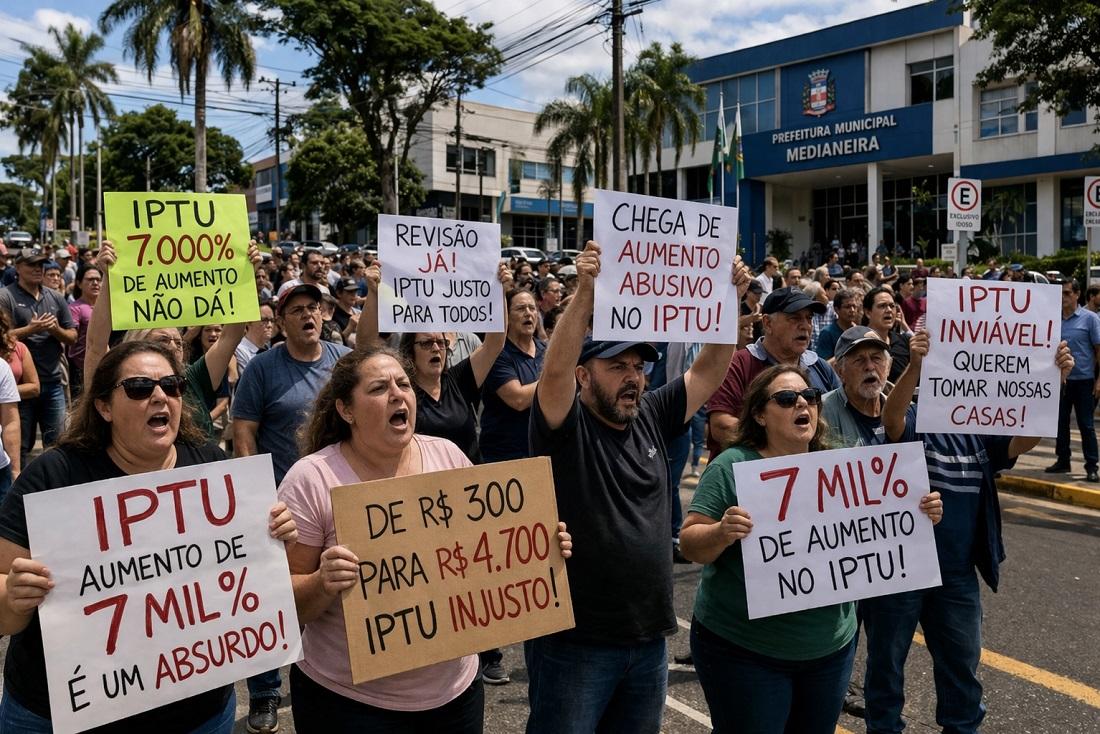 Moradores protestam contra aumento do IPTU que chega a 7 mil% em Medianeira