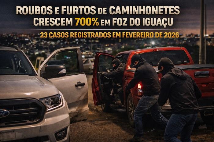 O número de roubos e furtos de caminhonetes disparou na cidade de Foz do Iguaçu, no oeste do Paraná