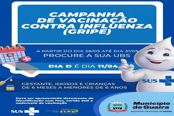 Município convoca população para campanha de vacinação contra a influenza e Dia D de mobilização