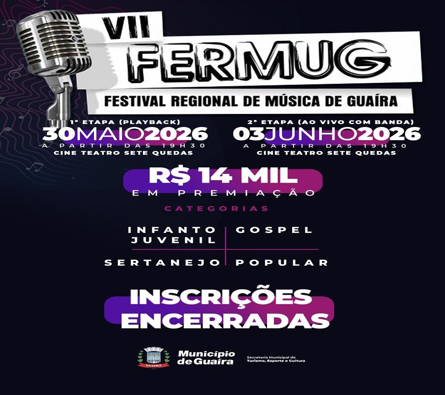 Música: VII FERMUG 2026 terá apresentações no Cine Teatro Sete Quedas