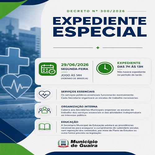 Copa do Mundo: Município de Guaíra terá expediente especial no dia 29/06