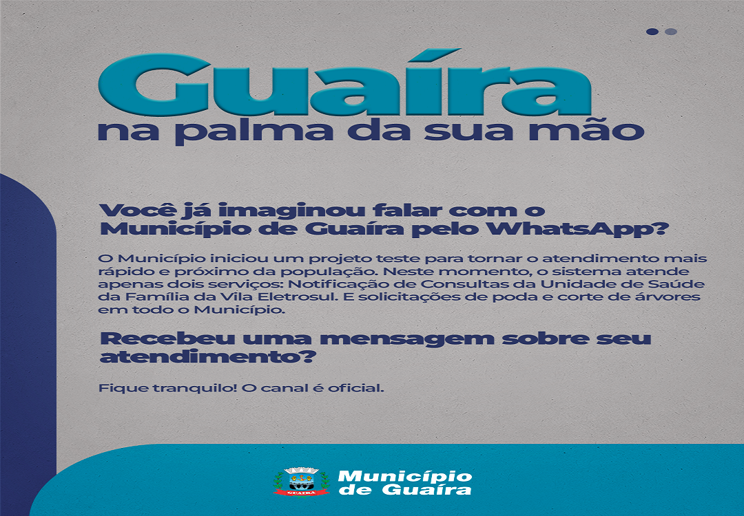 Guaíra: WhatsApp passa a ser canal de atendimento em projeto teste do Município de Guaíra
