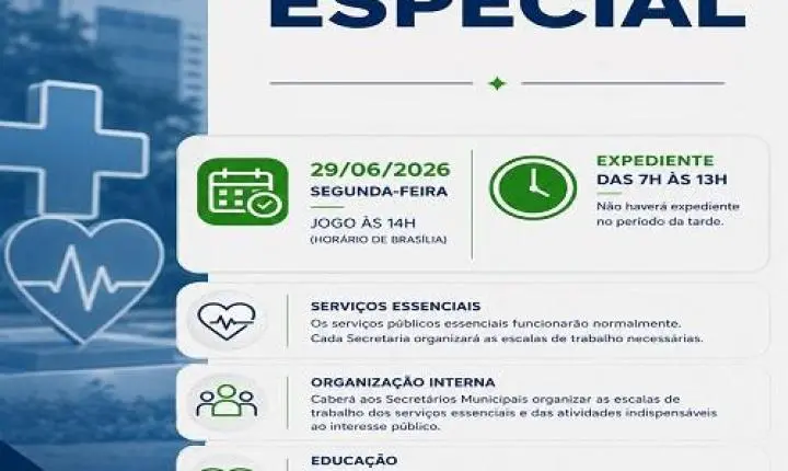 Copa do Mundo: Município de Guaíra terá expediente especial no dia 29/06