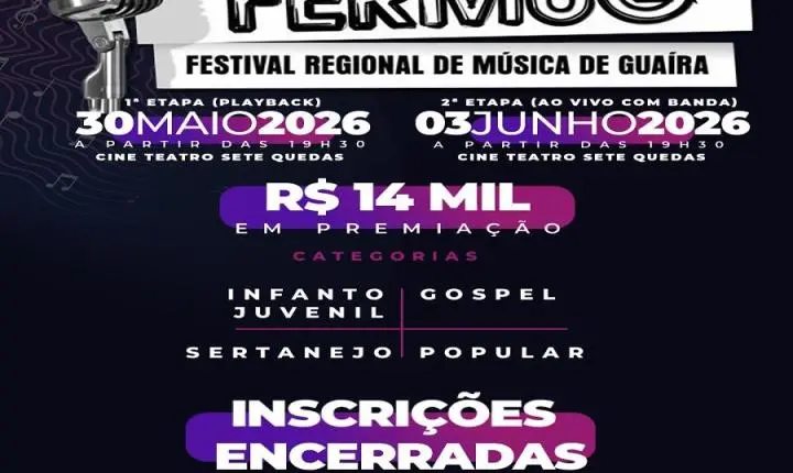 Música: VII FERMUG 2026 terá apresentações no Cine Teatro Sete Quedas